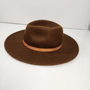 Target Wide Brim Fedora Hat 100% Wool Brown